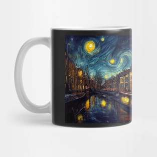 Modern Amsterdam canal like starry night Mug